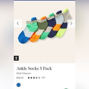 Mini Boden Boys Multi Chevron Ankle Socks 5 pk